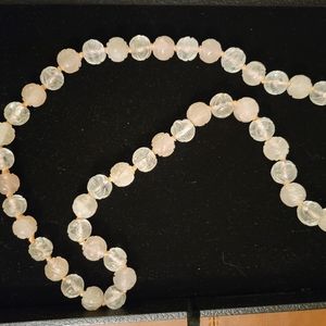 Vintage rose quartz Shou bead necklace